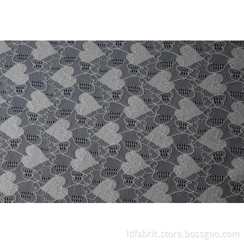 Nylon Cotton Rayon Heart Pattern Cord Lace Fabric